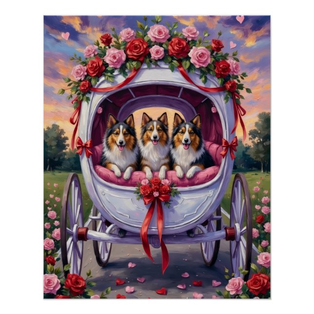 Póster Shetland Sheepdog Dia dos Namorados  (Frente)