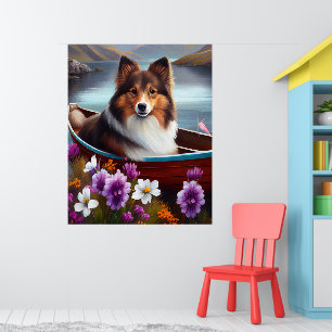 Poster Shetland Sheepdog em um remo: Uma aventura cêntric