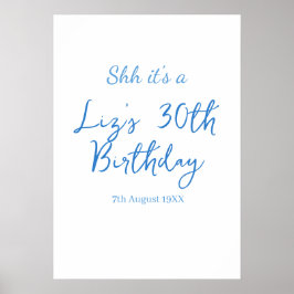 Poster shh é um aniversário de 30 anos nome data azul sim