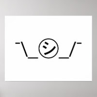 Shi Kana Shrug Emoticon ¯\_ ㋛_/ movimento Japonês 