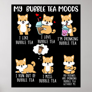Poster Shiba Inu Bubble Tea Women Boba Tea Dog Bubble Tea
