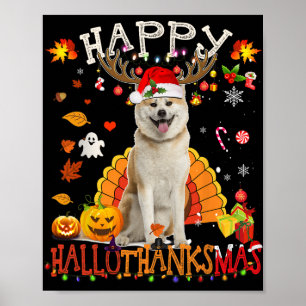 Poster Shiba Inu Cachorro Dia das Bruxas Cachorro Feliz