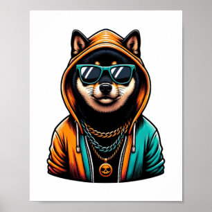 Poster Shiba Inu em Streetwear Hoodie