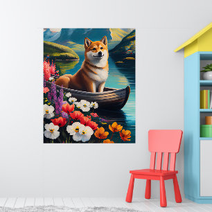 Poster Shiba Inu em um remador: Uma aventura cênica