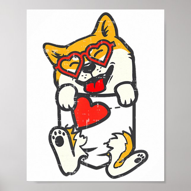 Poster Shiba Inu Feet Pocket Heart Valentines Day Akita I (Frente)