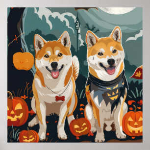Poster Shiba Inu Halloween Assustador