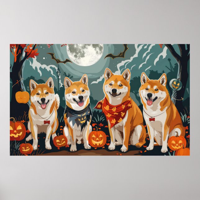Poster Shiba Inu Halloween Spooky (Frente)