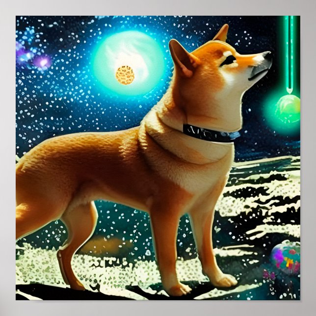 Poster Shiba Inu no Espaço (Frente)