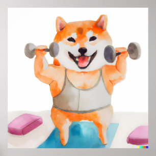Poster Shiba Inu Praticando Praça Yoga