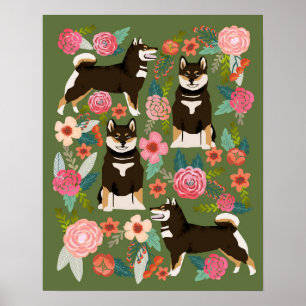 Poster Shiba Inu - Preto e bronzeado - Arte de Parede