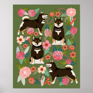 Poster Shiba Inu - Preto e bronzeado - Arte de Parede