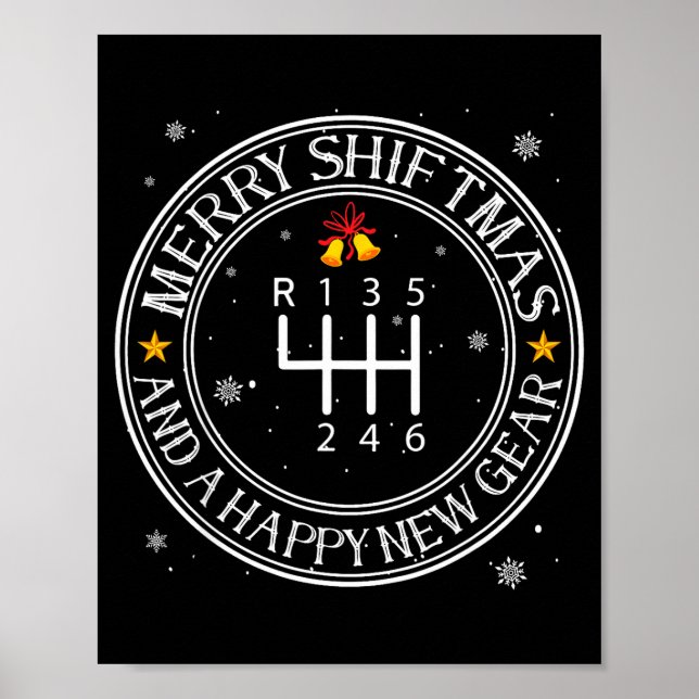 Poster Shiftmas Car Guy Funny Mechanic Christmas Auto Man (Frente)