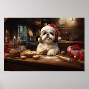 Poster Shih Tzu Christmas Cookies Festivo Foliday