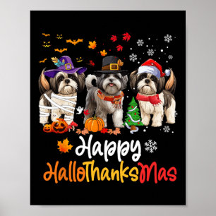 Poster Shih Tzu Dog Halloween Natal Feliz Halloobrigada