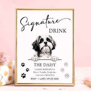 Poster Shih Tzu Dog Signature Drink Sign