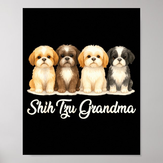 Poster Shih Tzu Grandma Cute Dog Lover Gift Funny Women P (Frente)