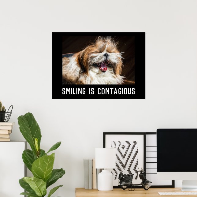 Poster Shih tzu laughing smile customize photo text  (Escritório em casa)