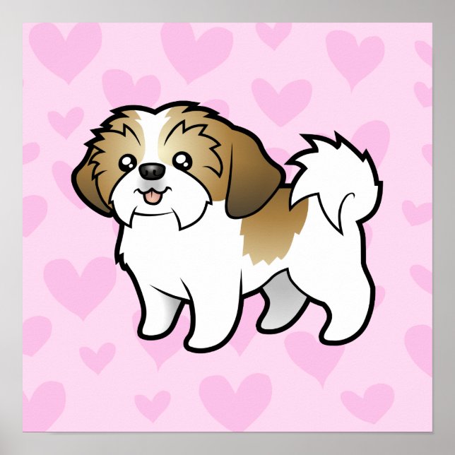 Póster Shih Tzu Love (corte de cachorrinho) (Frente)