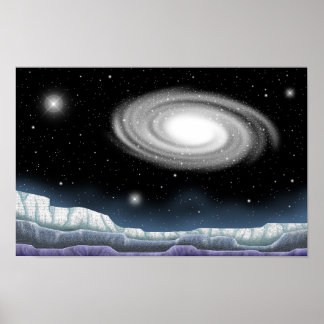 Poster Shimmering galaxy as seen from a planet.