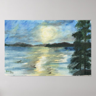Poster Shimmering Sunset nos Lagos de Belgrado, Maine Imp