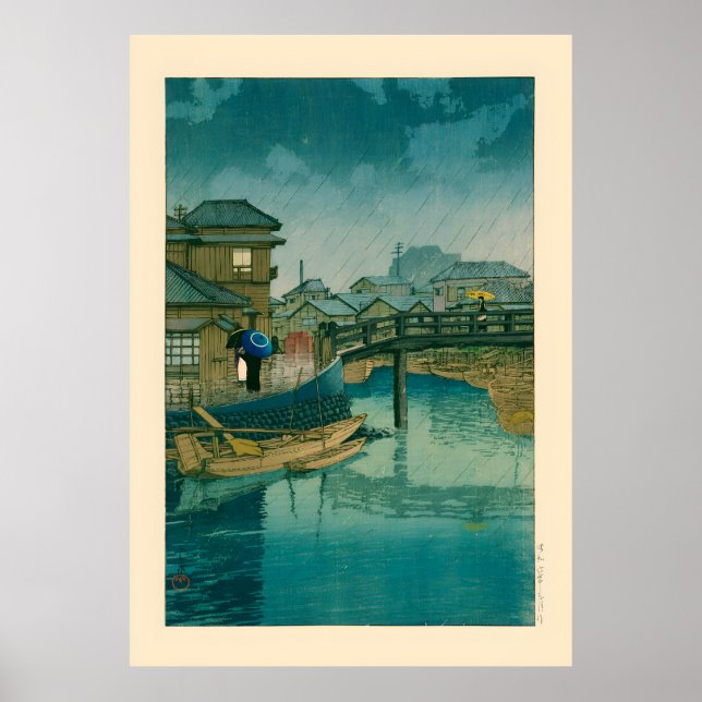 Poster Shinagawa por Kawase Hasui (Frente)