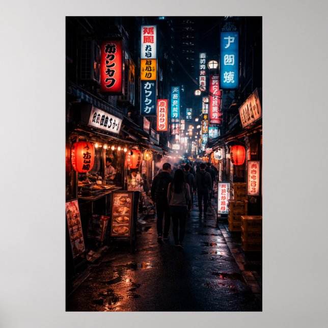 Poster Shinjuku Tokyo - Dark Theme (Frente)