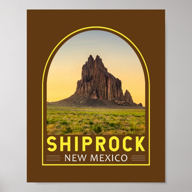Poster Shiprock Novo México Retro Emblem Art Vintage (Frente)