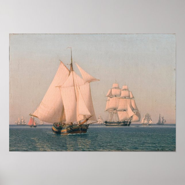 Poster Ships under sail in a mild breeze (Frente)