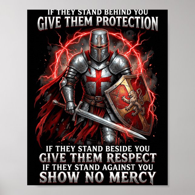 Poster Shirt Knights Templar Warrior Protection Respect (Frente)