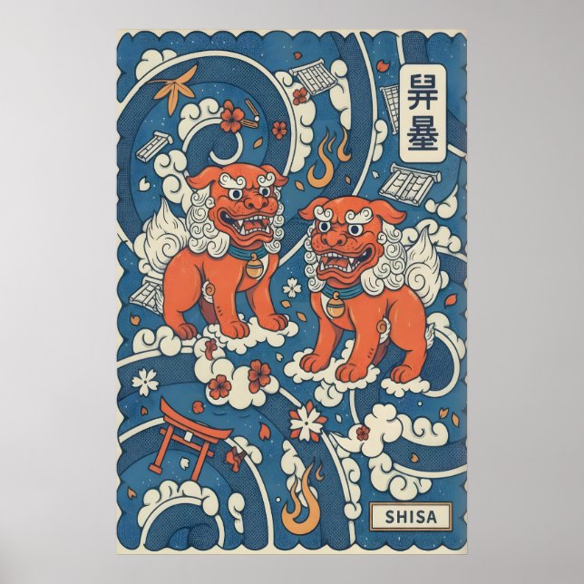 Poster Shisa Wall Art Print Bold Okinawan Design (Frente)