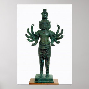 Póster Shiva com muitos braços e cabeças, Angkor