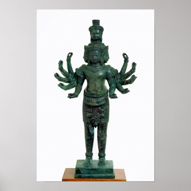 Póster Shiva com muitos braços e cabeças, Angkor (Frente)