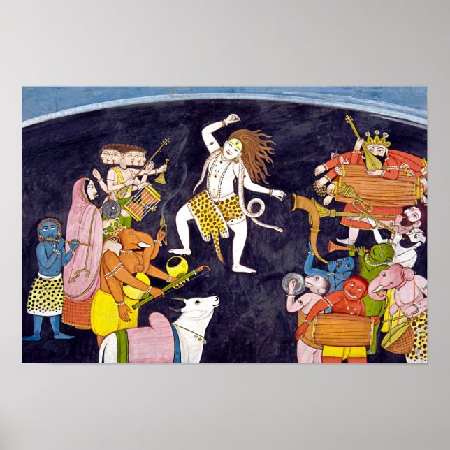 Poster Shiva Dancing Indian Painting (Frente)