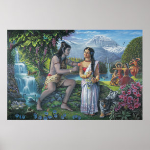 Póster Shiva e Parvati - casal Todo-Auspicioso