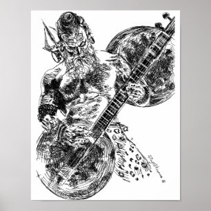 Póster Shiva que joga o Sitar