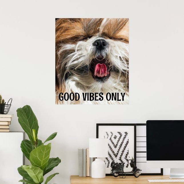 Poster Shiz tzu lingua engraçada vibe texto personalizado (Escritório em casa)