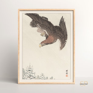 Poster Shoson Ohara Eagle em uma tempestade de neve Arte