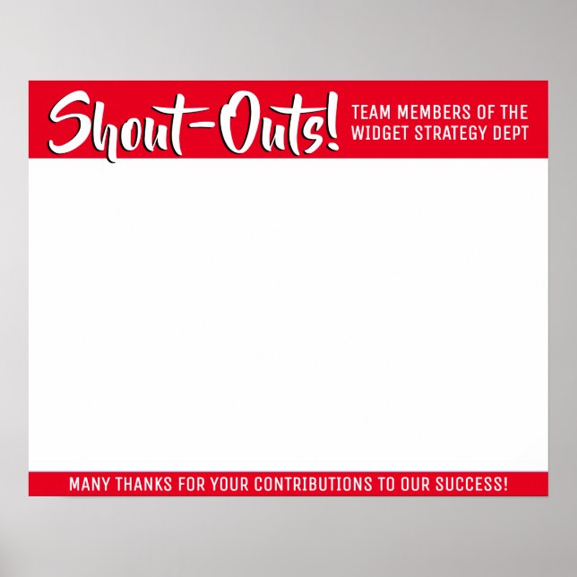 Poster Shout out board employee daily kudos post-its (Frente)