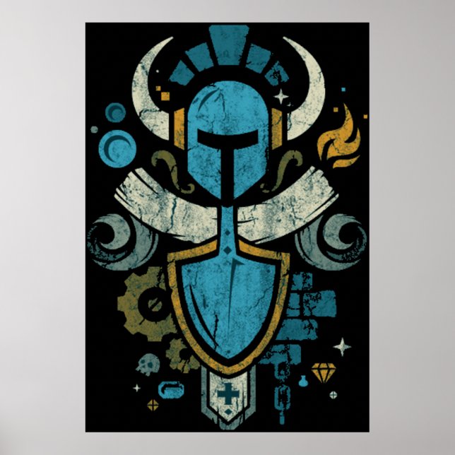 Poster Shovelem Emblem Crest do Shovelem da Shovel Knight (Frente)