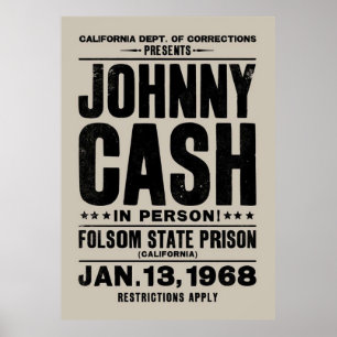 Poster Show da prisão de Johnny Cash Vintage Folsom