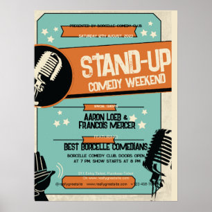 Poster Show de Comédia Stand Up Retro Vintage Grunge