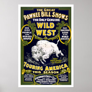 Póster Show do Velho Oeste, 1903. Publicidade Western Vin