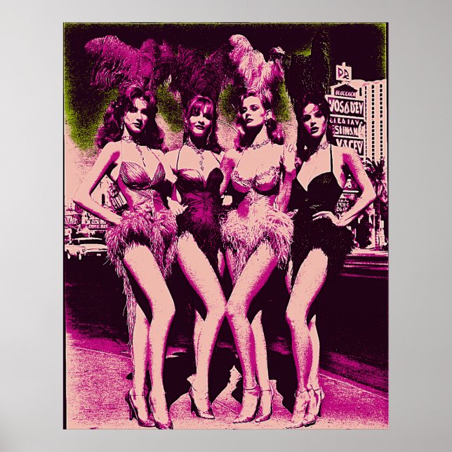 Poster Showgirl Baddies Rosa e Verde Risograph  (Frente)