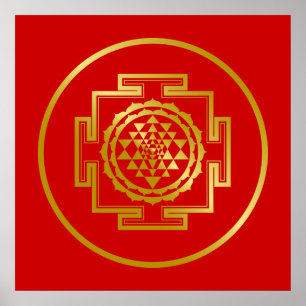 Póster Shree dourado Yantra