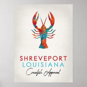 Poster Shrevport Louisiana Crawfish Bright