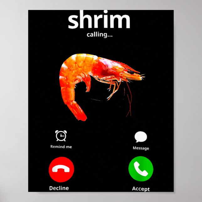 Poster Shrim Is Calling Misspelled Funny Shrimp Calling M (Frente)