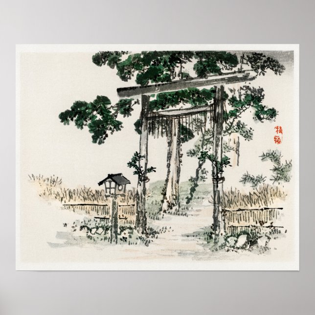 Poster Shrine gate de Kōno Bairei (1844-1895) (Frente)