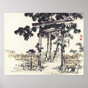 Poster Shrine gate por Kōno Bairei