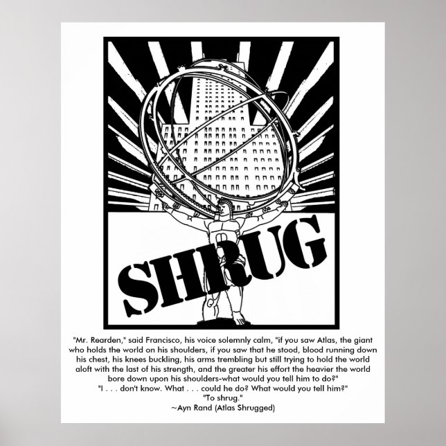 POSTER SHRUG inspirado pelo Atlas Rompente (Frente)