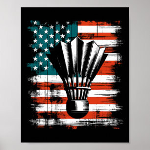 Poster Shuttle American Flag - Patriótico Eua Badminton L